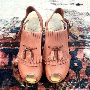 No. 6 Leather Slingback Heel Clogs 39